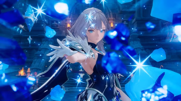 A hero casting an ice skill in DragonSword: Awakening